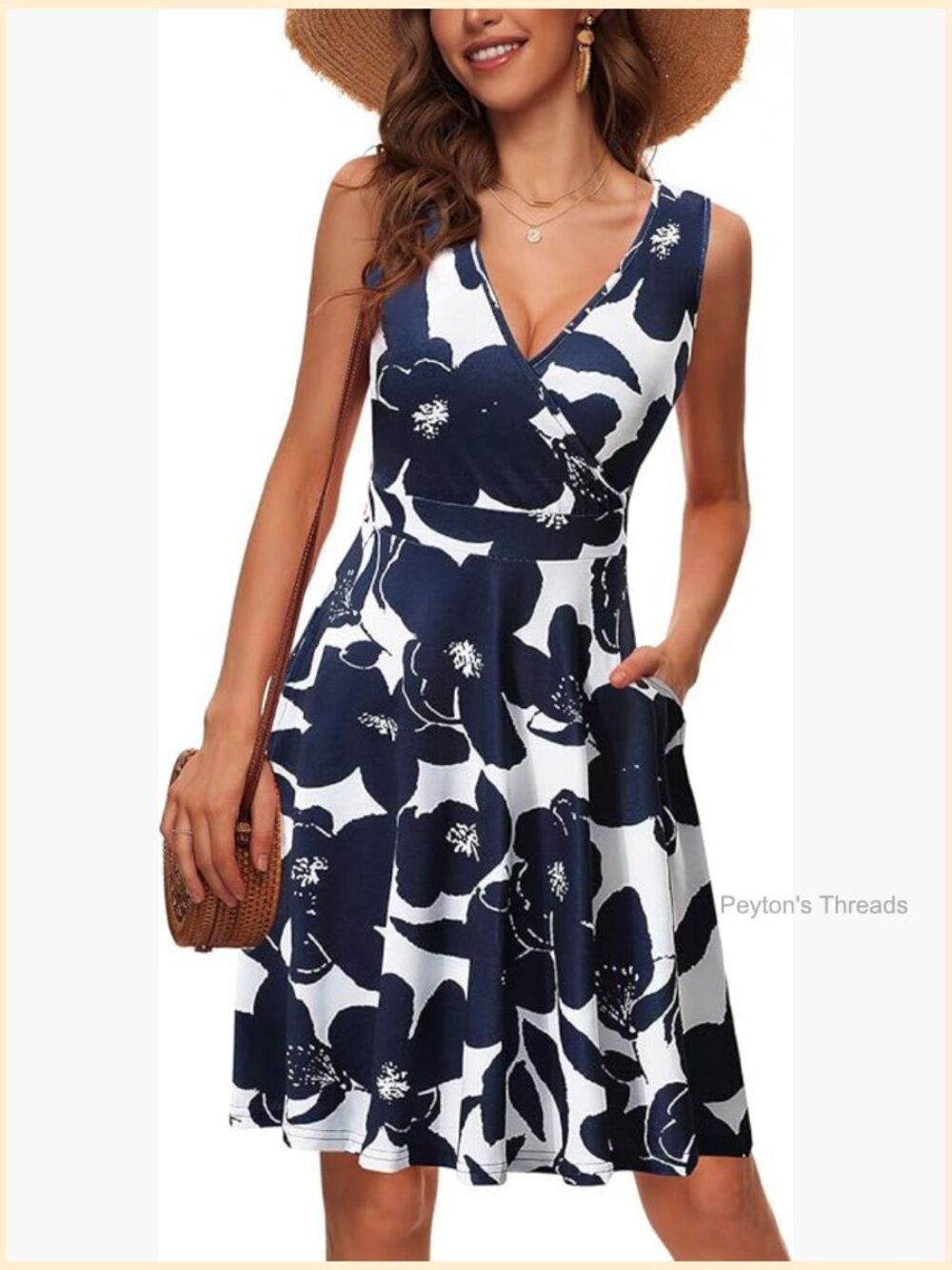 Wrap V Neck Sleeveless Sundress with Pockets